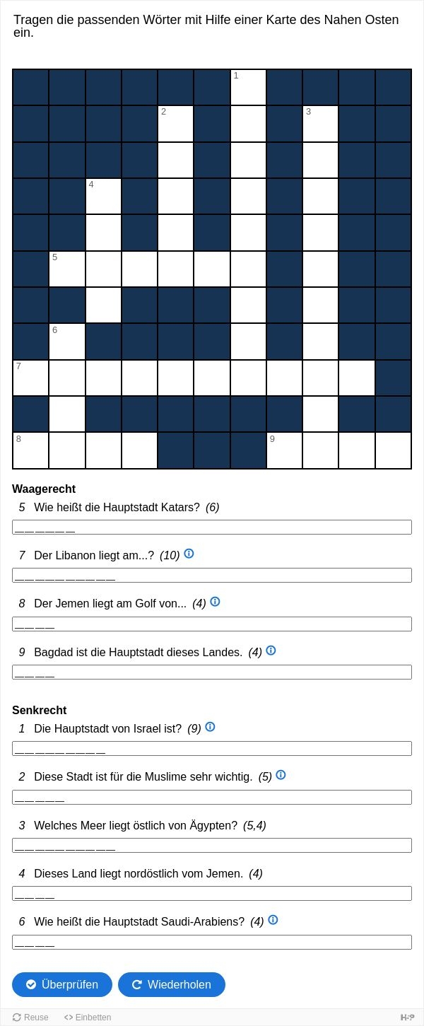 Der Nahe Osten Kreuzwortr tsel Meere St dte Und L nder ZUM Apps