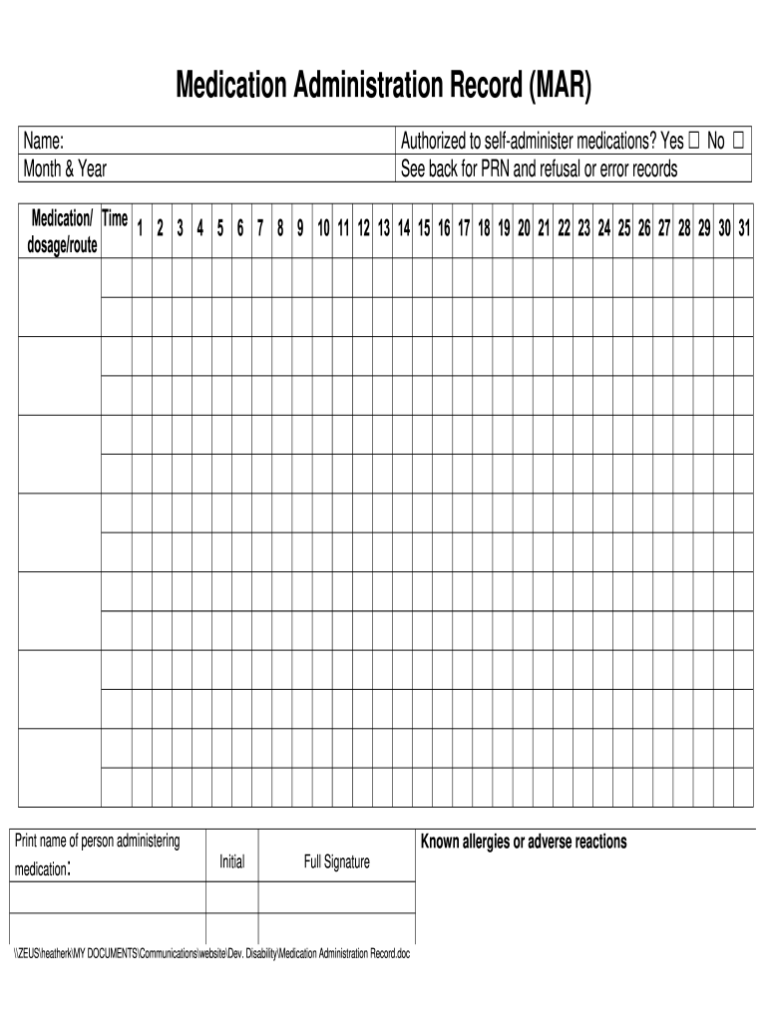 Deshutes MAR Form Fill Online Printable Fillable Blank PdfFiller