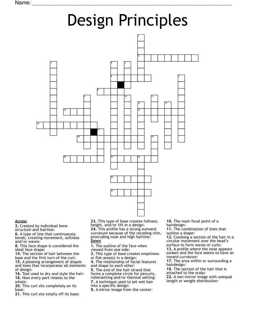 Design Principles Pre Salon Test Review Worksheet WordMint