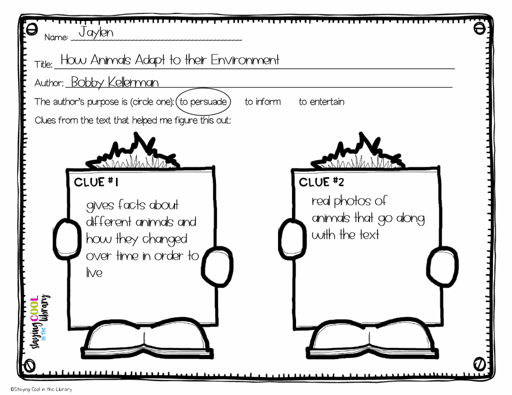 author's purpose worksheet author's purpose worksheet