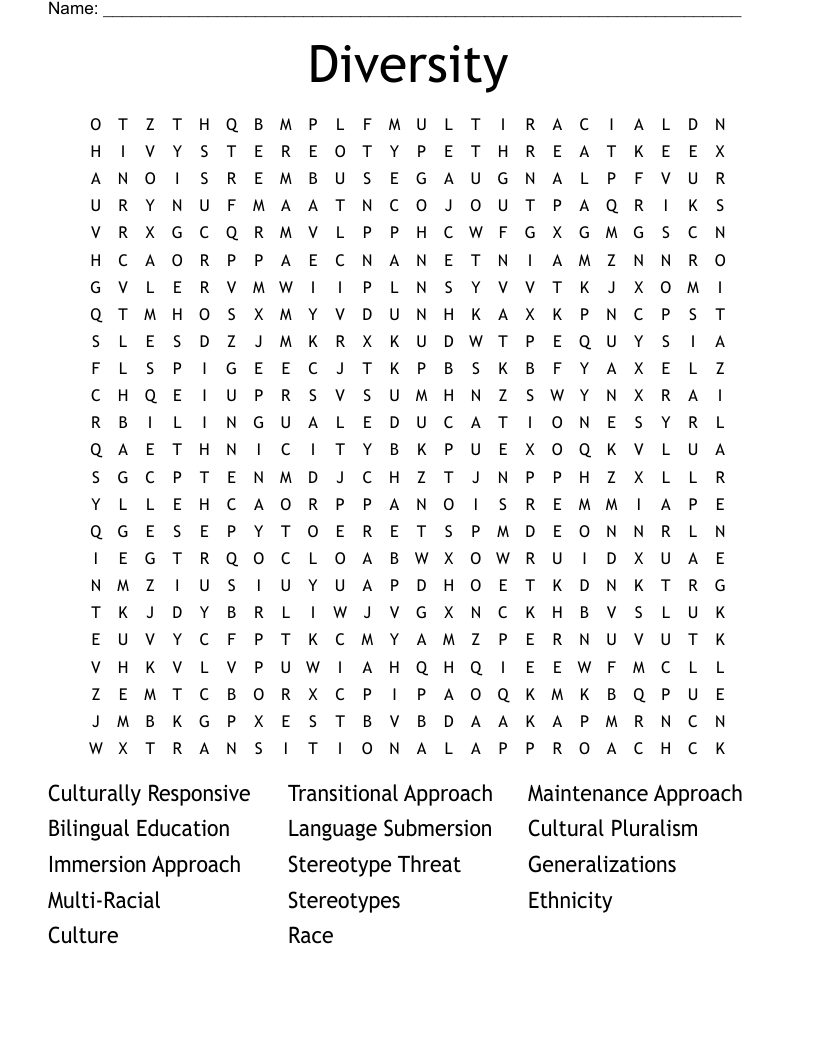 Diversity Word Search WordMint