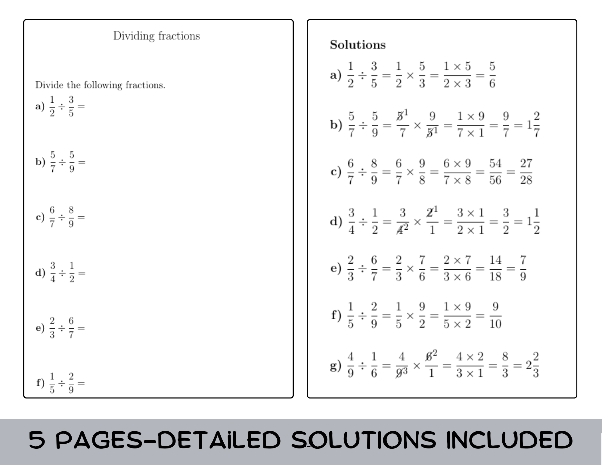 Dividing Fractions Worksheet with Solutions Teaching Resources Dividing Fractions Worksheet with Solutions Teaching Resources
