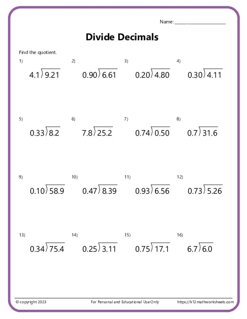 Division With Decimals Worksheets K12 Math Worksheets Division With Decimals Worksheets K12 Math Worksheets