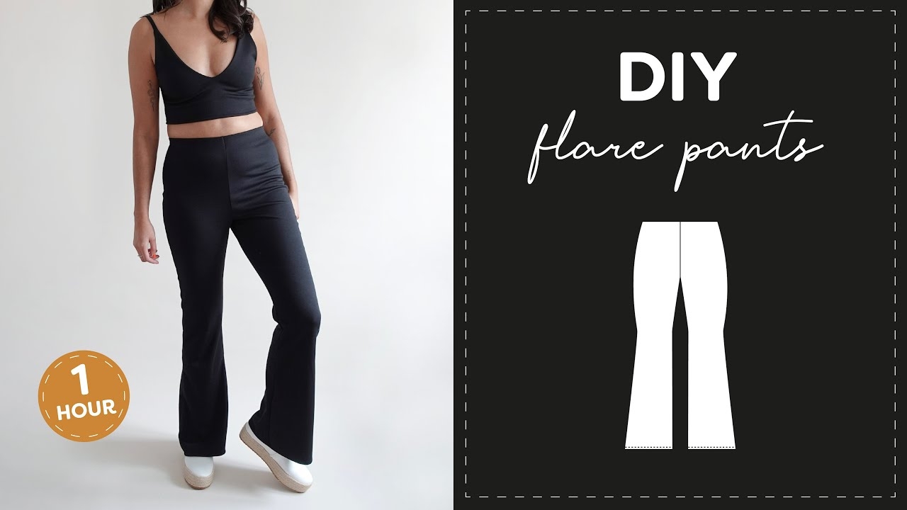 DIY Flare Pants Sewing Pattern Easy Elastic Waist Comfy Trouser YouTube DIY Flare Pants Sewing Pattern Easy Elastic Waist Comfy Trouser YouTube