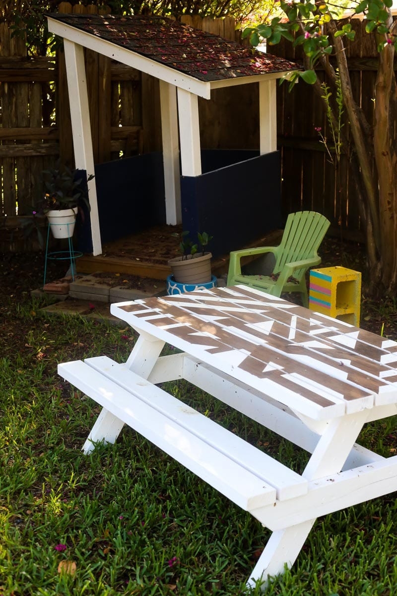 DIY Kids Picnic Table With A Geometric Painted Top Love Renovations DIY Kids Picnic Table With A Geometric Painted Top Love Renovations
