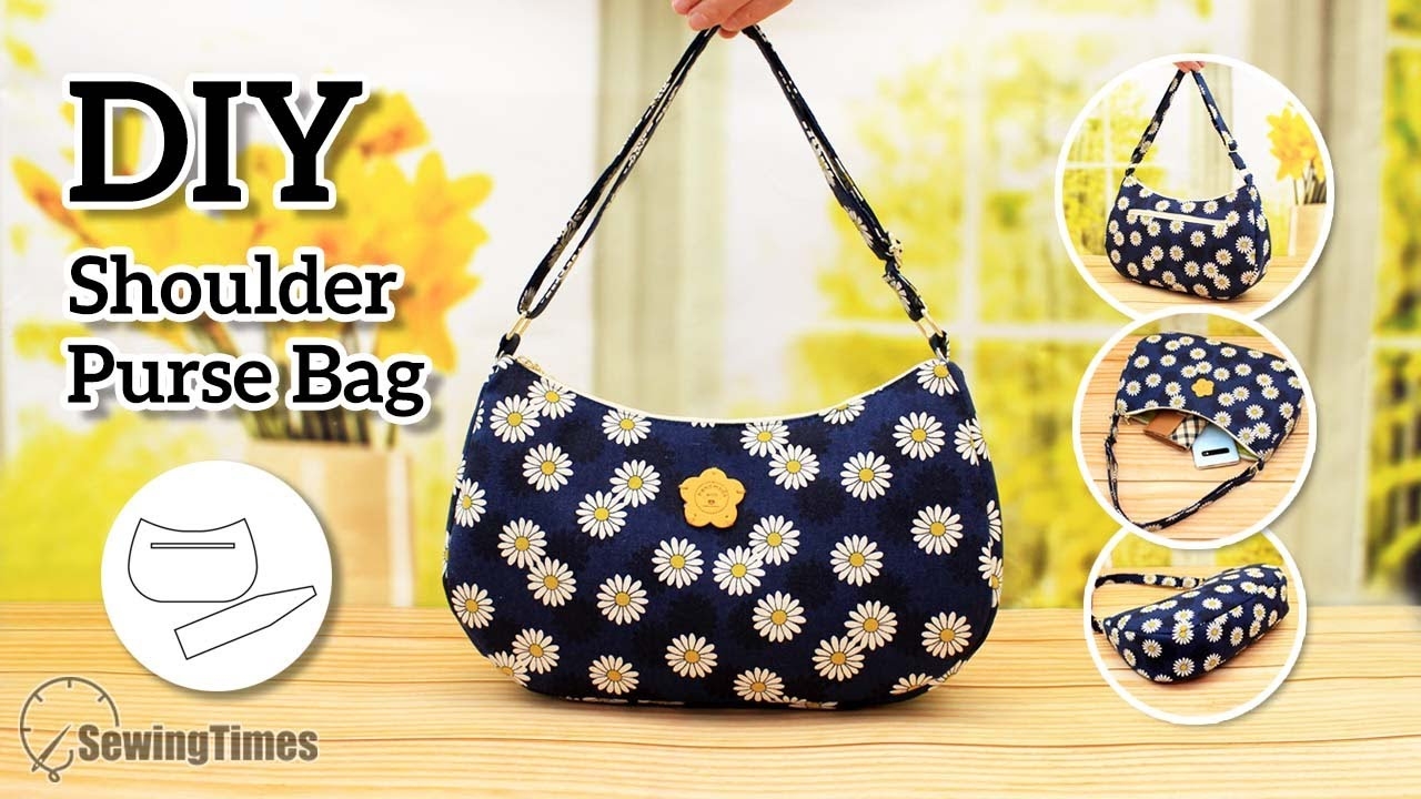 DIY Shoulder Purse Bag How To Make Fabric Handbag Sewing Pattern Tutorial sewingtimes YouTube