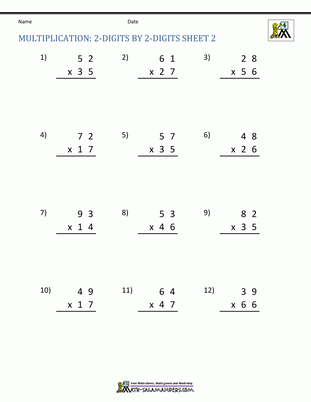 Double Digit Multiplication Worksheets 4th Grade Double Digit Multiplication Worksheets 4th Grade