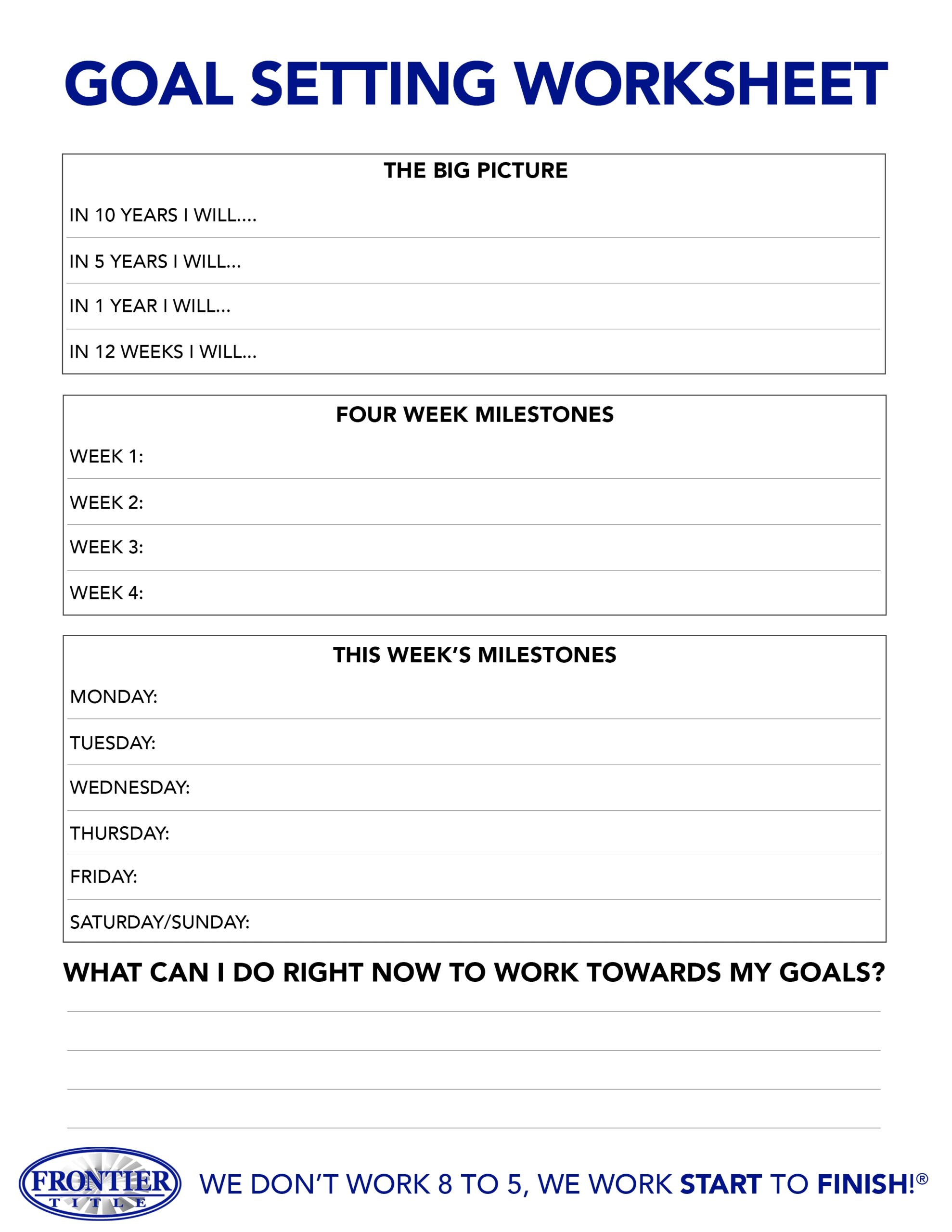 DOWNLOAD NOW Goal Setting Worksheet Frontier Title