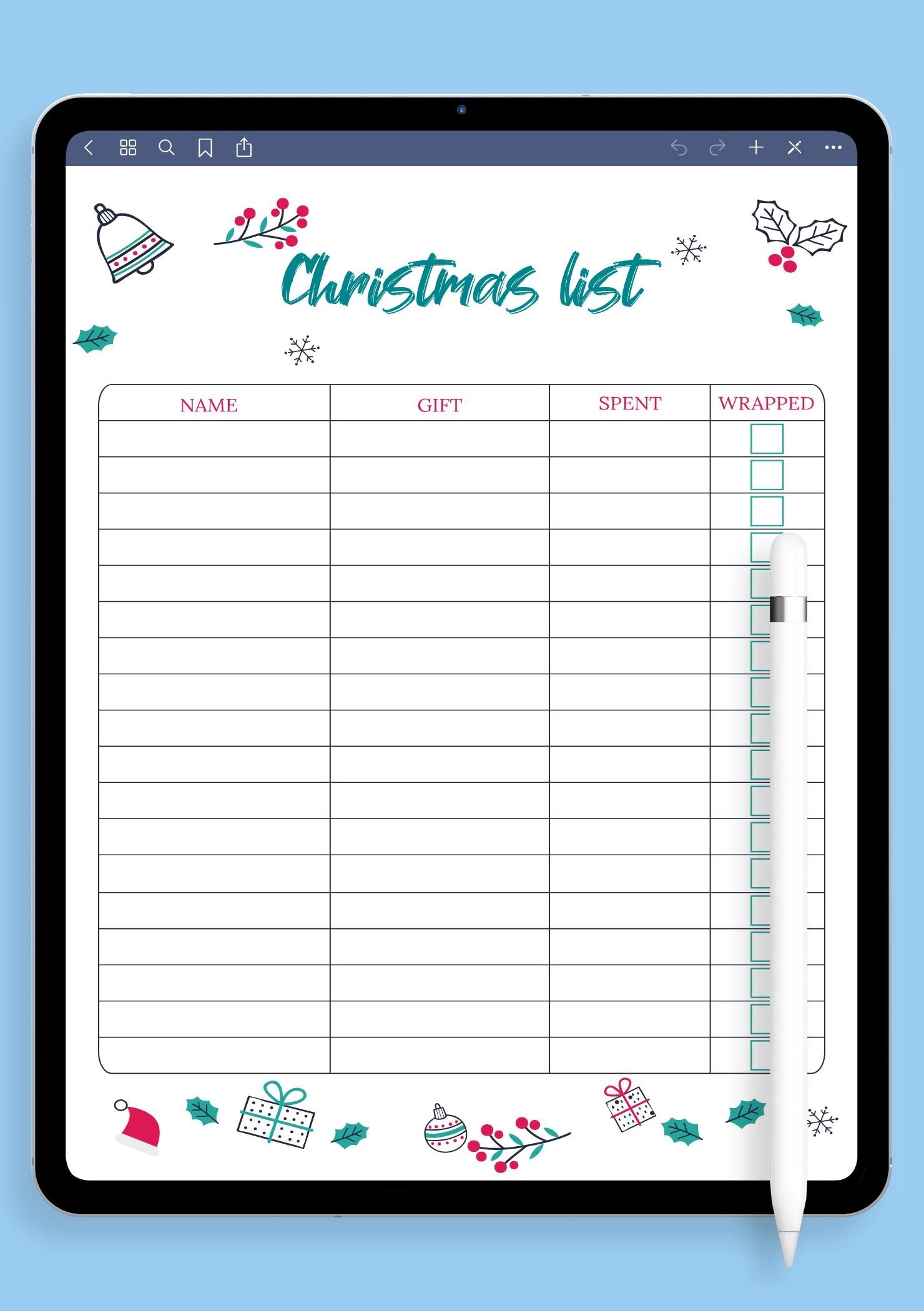Download Printable Classic White Christmas List Template PDF Download Printable Classic White Christmas List Template PDF