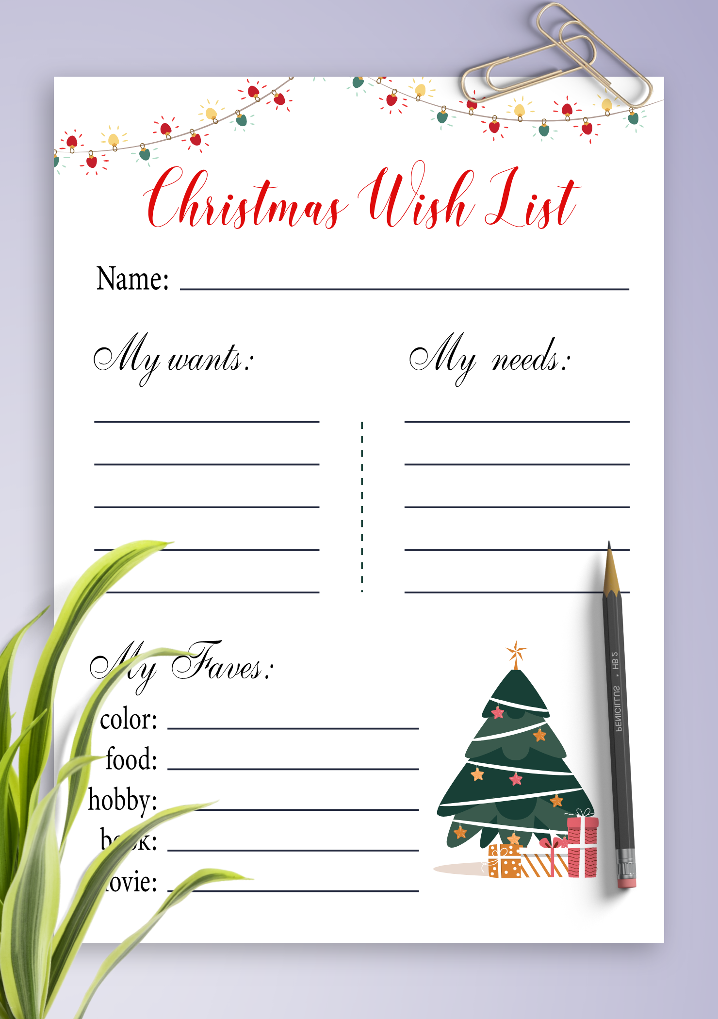 Download Printable White Christmas Wish List Template PDF Download Printable White Christmas Wish List Template PDF