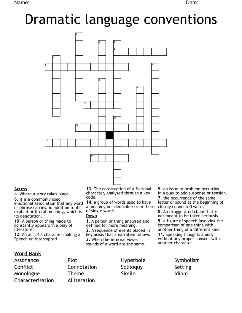 Dramatic Language Conventions Crossword WordMint Dramatic Language Conventions Crossword WordMint