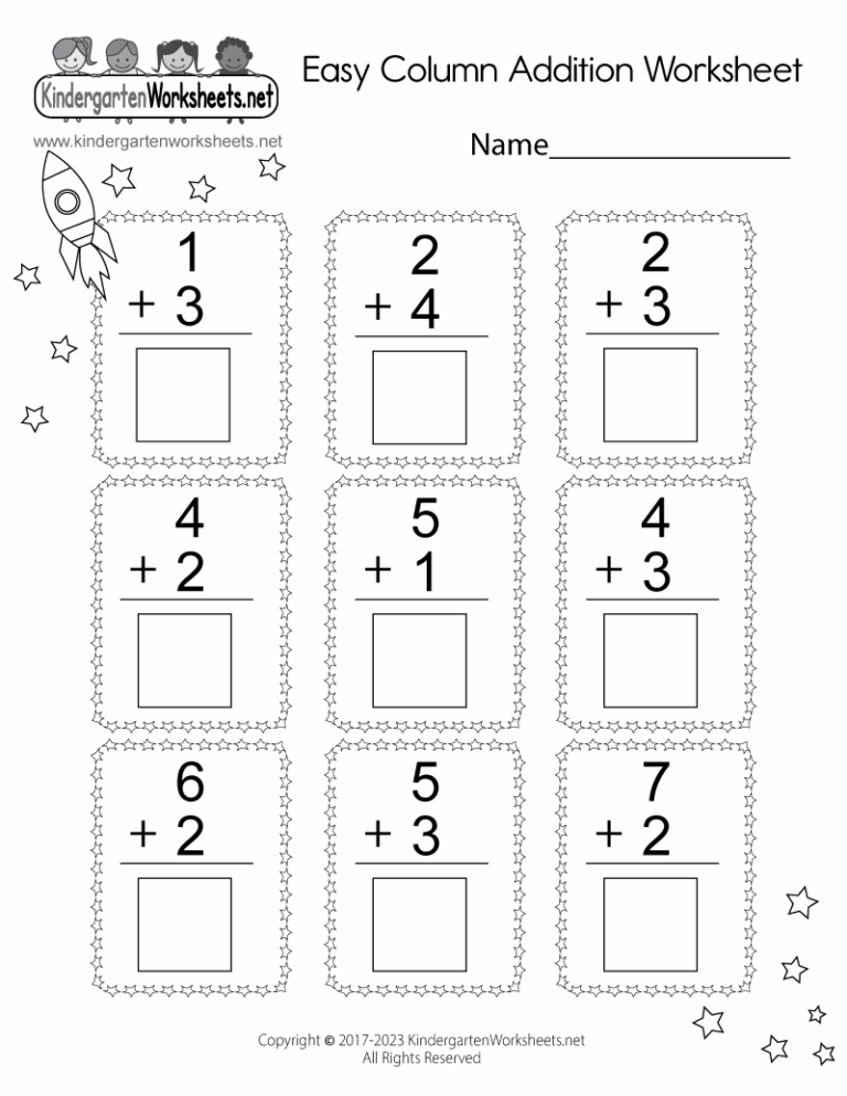 Easy Column Addition Worksheet Free Printable Digital PDF
