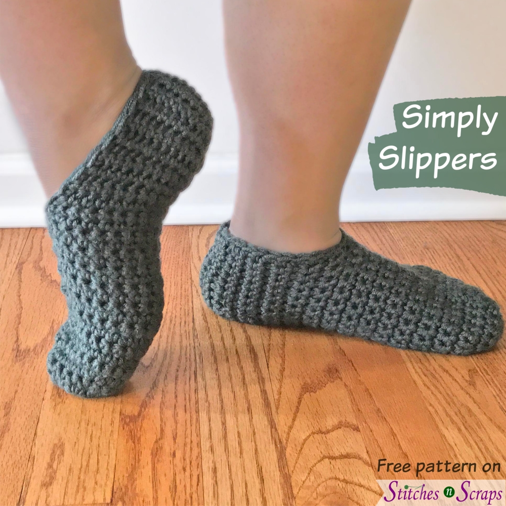 Easy Crochet Slippers Pattern Simply Slippers Stitches N Scraps Easy Crochet Slippers Pattern Simply Slippers Stitches N Scraps