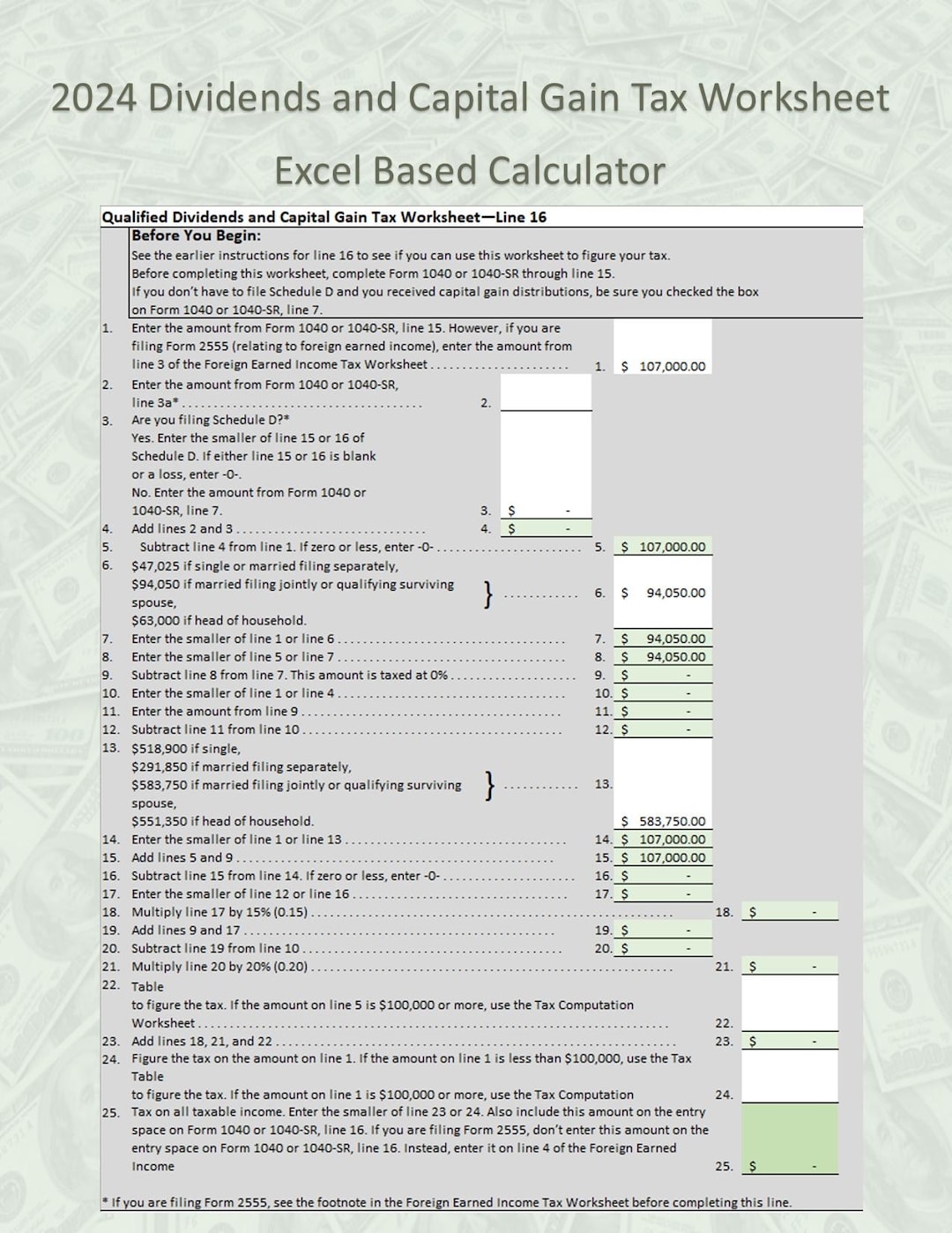 Easy Custom Calculator For 2024 Qualified Dividends And Capital Gain Tax Worksheet excel 2016 Also Includes Tax Computation Worksheet Etsy Easy Custom Calculator For 2024 Qualified Dividends And Capital Gain Tax Worksheet excel 2016 Also Includes Tax Computation Worksheet Etsy