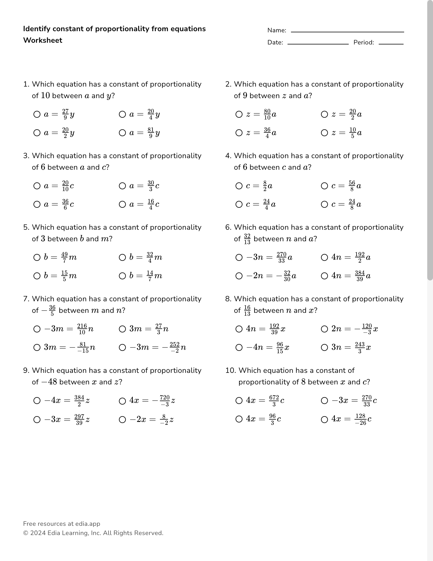 constant of proportionality worksheet constant of proportionality worksheet