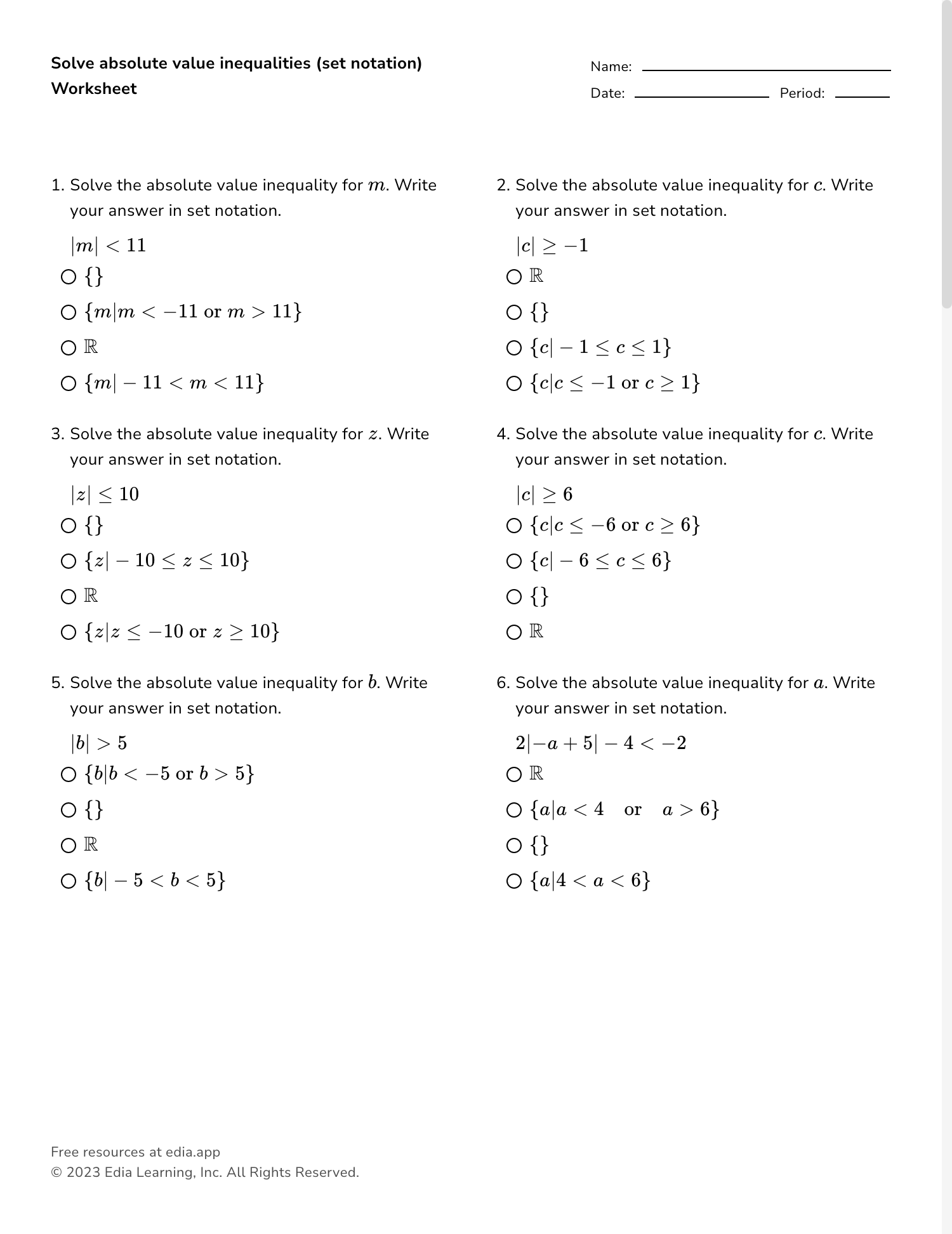 absolute value inequalities worksheet absolute value inequalities worksheet