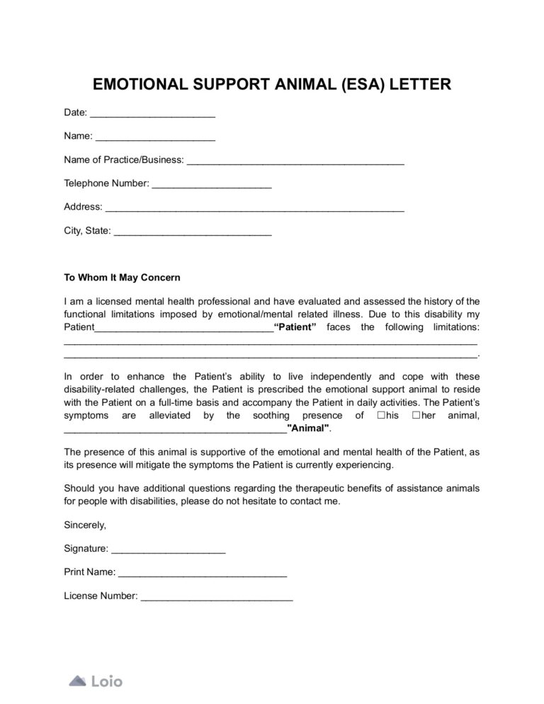 Emotional Support Animal Letter Your Guide Free Template