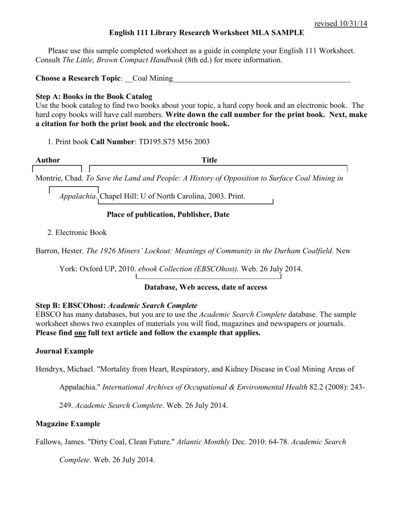 English 111 Library Research Worksheet English 111 Library Research Worksheet