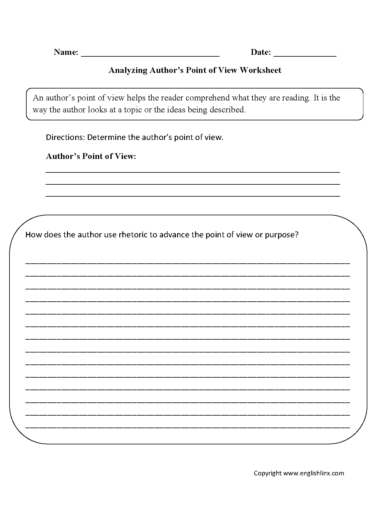 Englishlinx Point Of View Worksheets Englishlinx Point Of View Worksheets