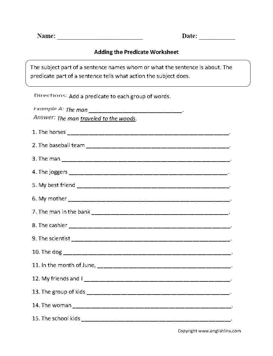 grammar subjects and predicates worksheet grammar subjects and predicates worksheet