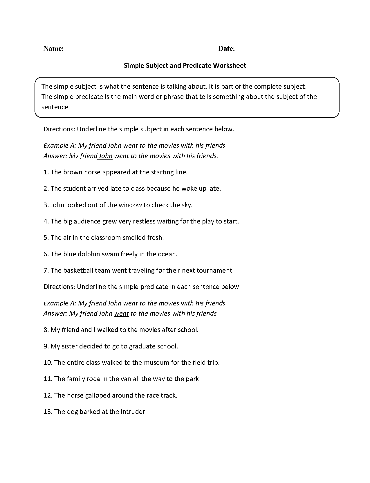Englishlinx Subject And Predicate Worksheets Englishlinx Subject And Predicate Worksheets