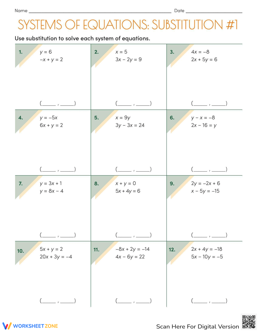Equations System Solving Substitution Worksheet Equations System Solving Substitution Worksheet