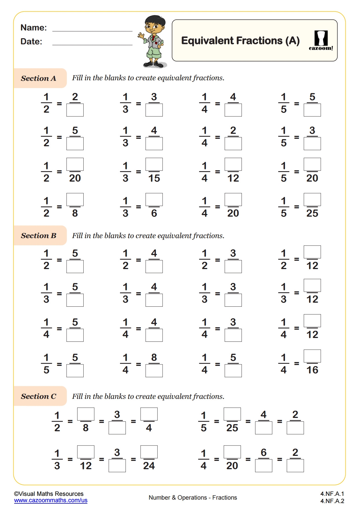 Equivalent Fractions B Fun And Engaging 4th Grade PDF Worksheets Cazoom Math Equivalent Fractions B Fun And Engaging 4th Grade PDF Worksheets Cazoom Math