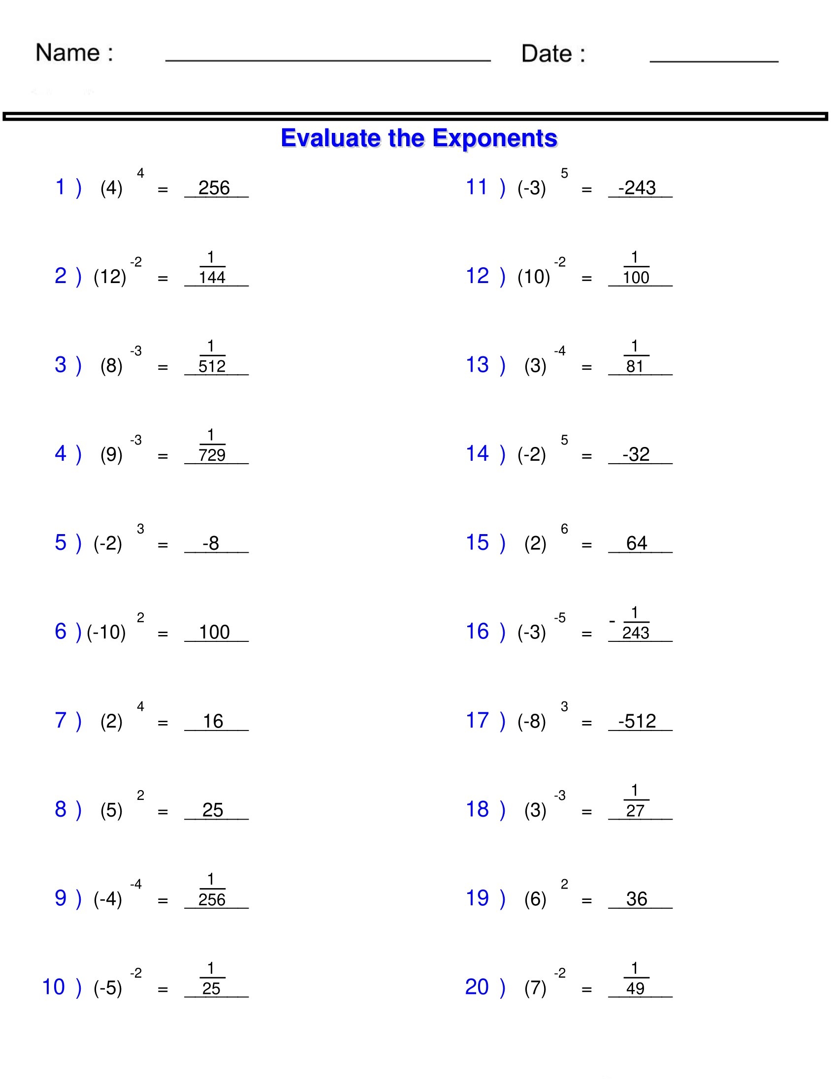 Exponents And Radicals Worksheets Solving Integers With Exponents Worksheets Made By Teachers Exponents And Radicals Worksheets Solving Integers With Exponents Worksheets Made By Teachers