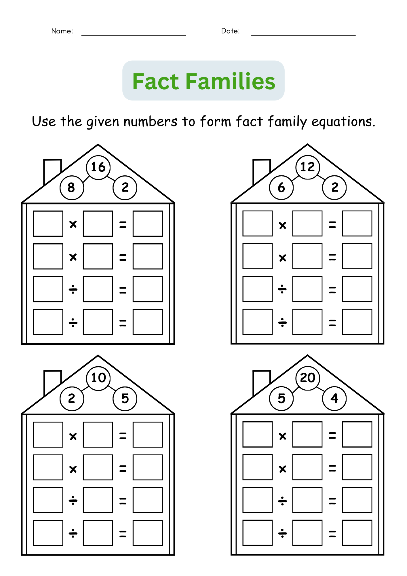 Fact Families Multiplication And Division Number Math Worksheets For Grade 1 2 Made By Teachers Fact Families Multiplication And Division Number Math Worksheets For Grade 1 2 Made By Teachers