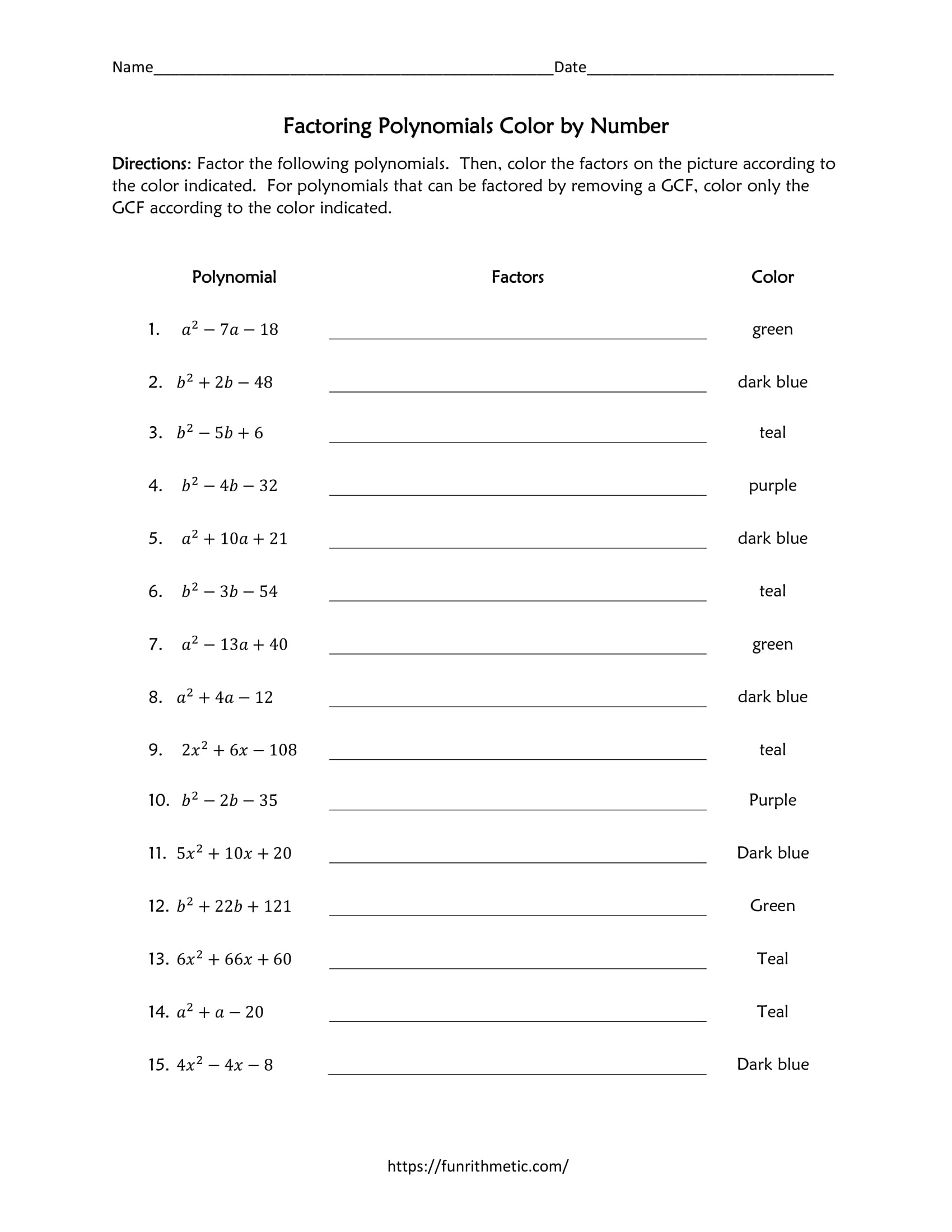 factorization of polynomials worksheet factorization of polynomials worksheet