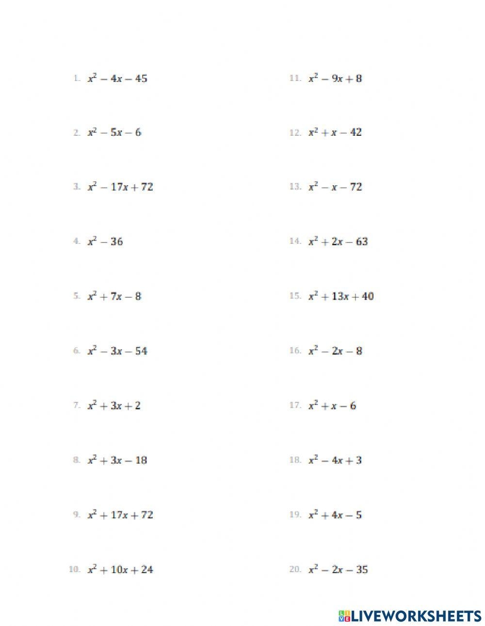 Factoring Polynomials Interactive Worksheet Live Worksheets Worksheets Library Factoring Polynomials Interactive Worksheet Live Worksheets Worksheets Library
