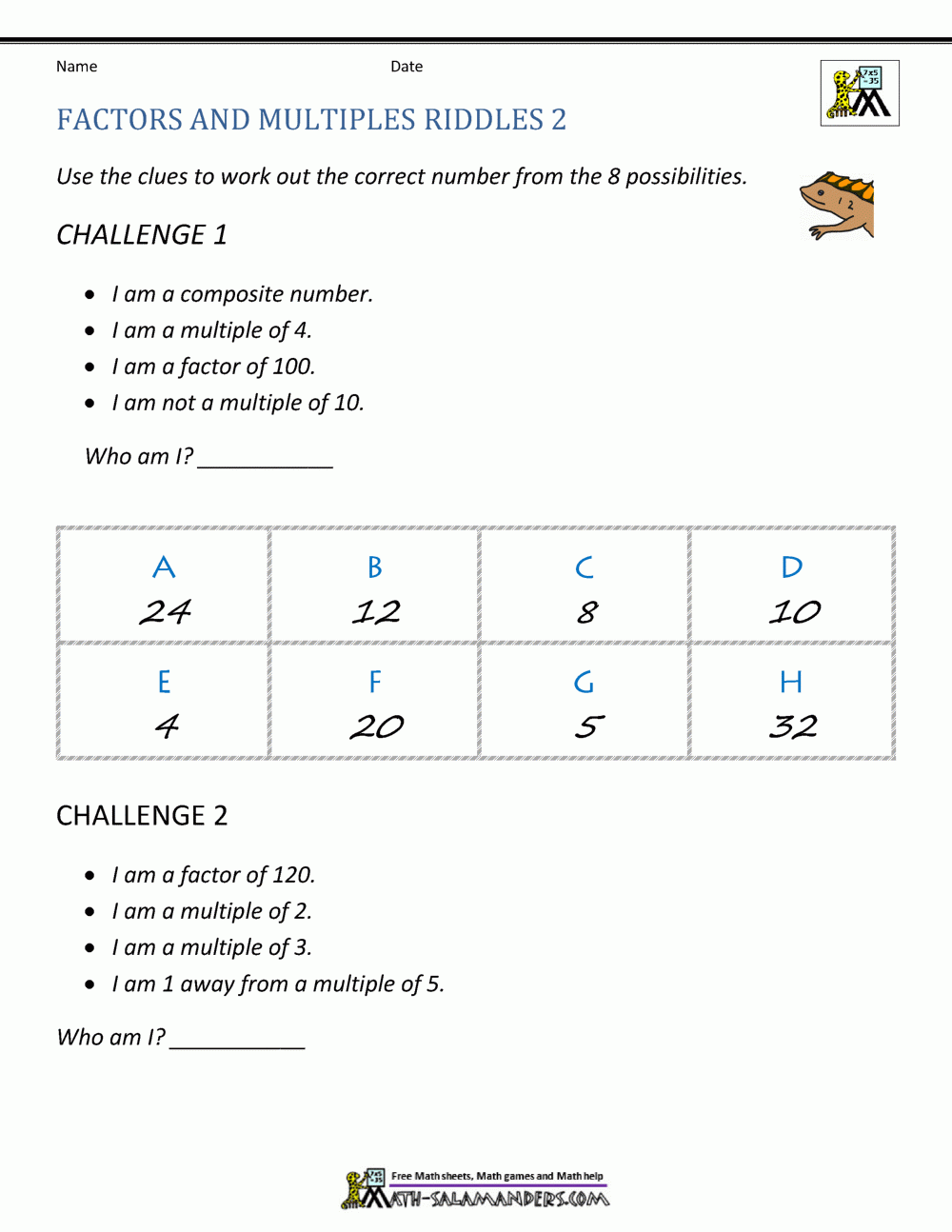 Factors And Multiples Riddles 2 Factors And Multiples Riddles 2