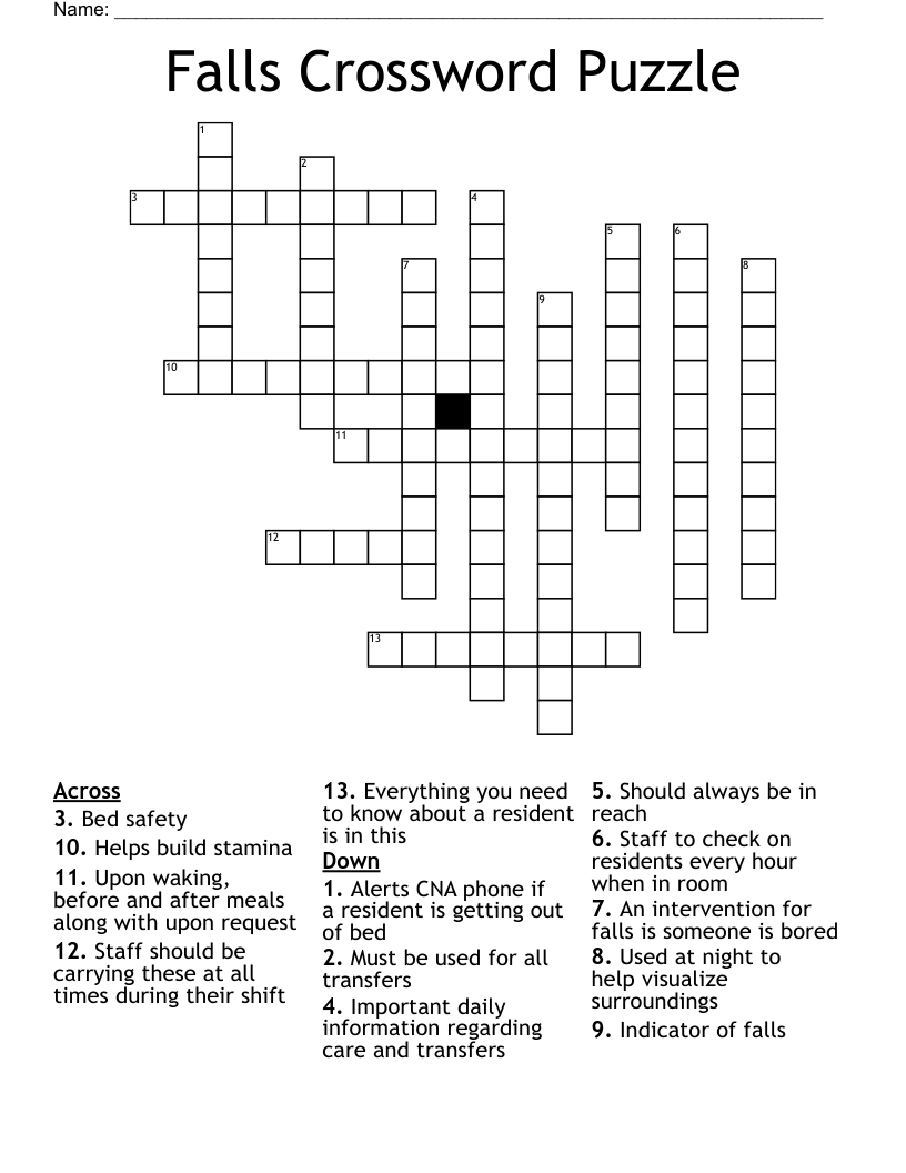 Falls Crossword Puzzle WordMint Falls Crossword Puzzle WordMint