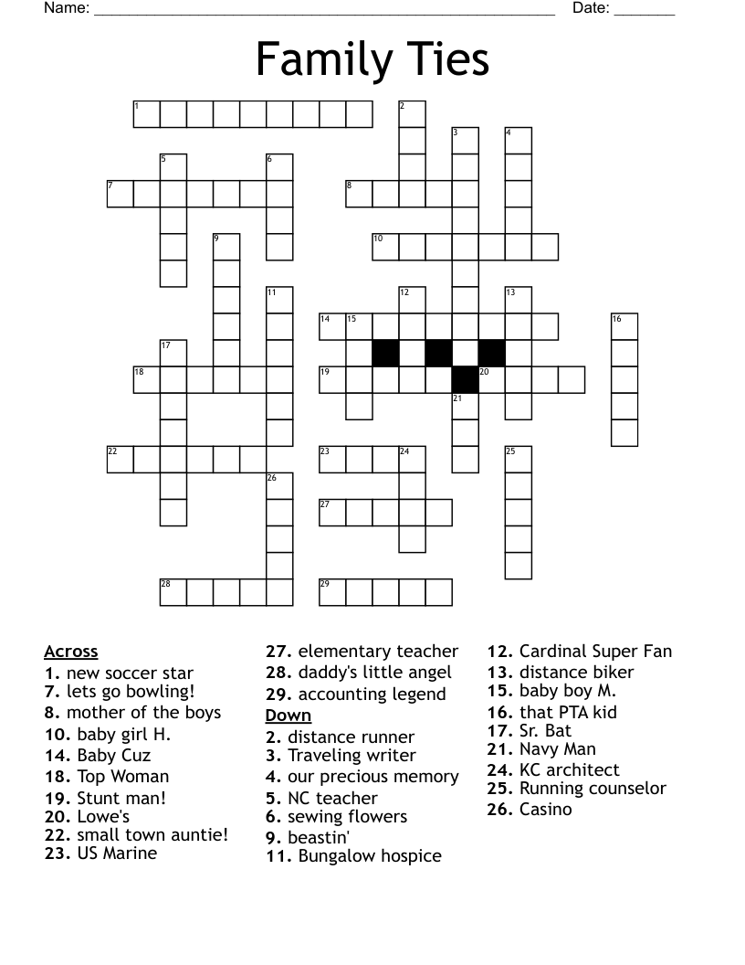 Family Ties Crossword WordMint Family Ties Crossword WordMint