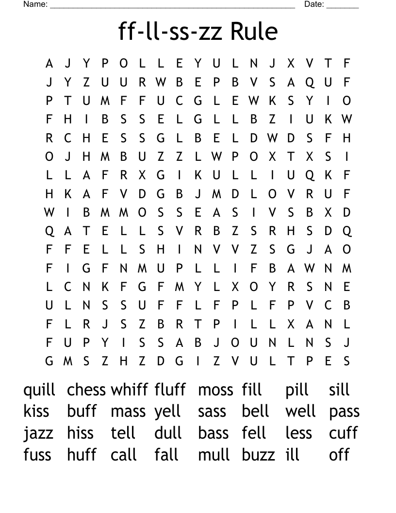 Ff ll ss zz Rule Word Search WordMint Ff ll ss zz Rule Word Search WordMint