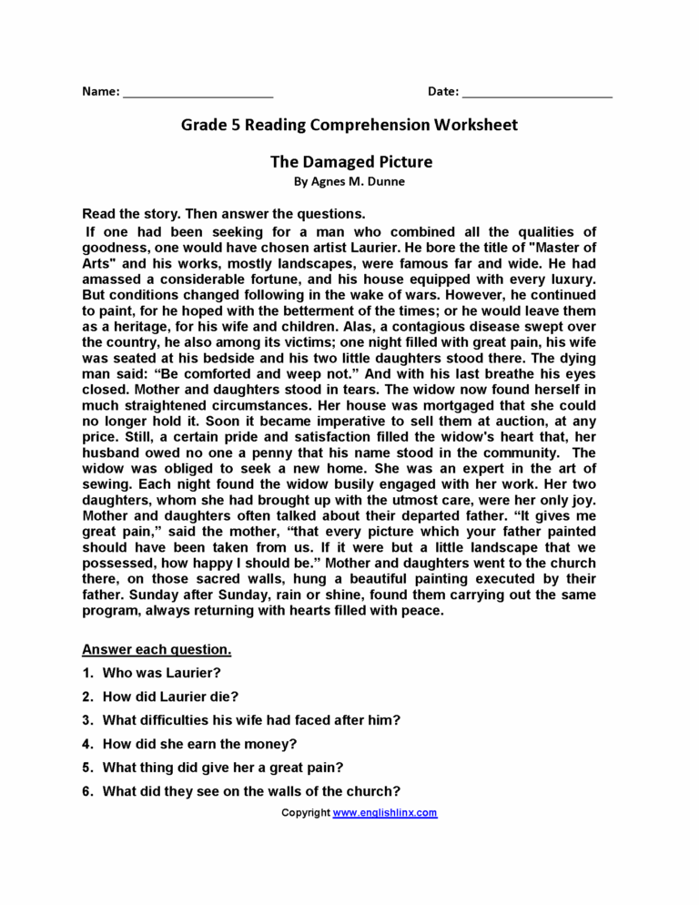 Fifth Grade Reading Worksheets Improve Fluency Vocabulary