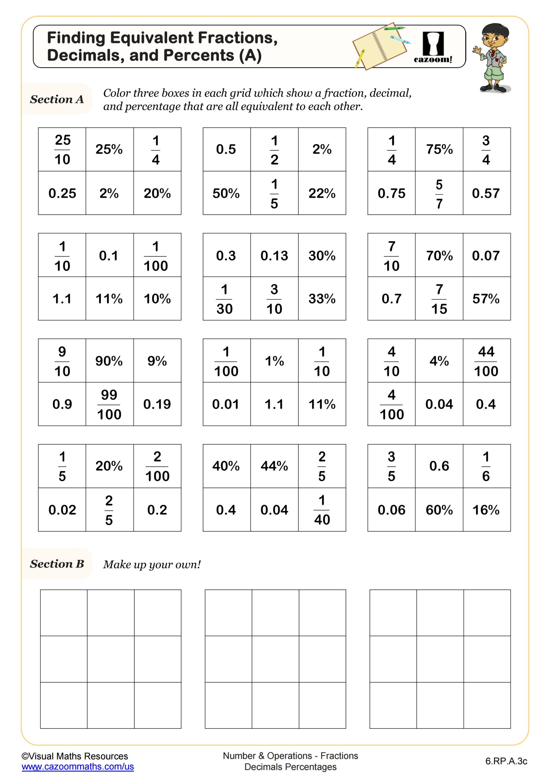 Finding Equivalent Fractions Decimals And Percents A Worksheet PDF Printable Number Operations Worksheet Cazoom Math Finding Equivalent Fractions Decimals And Percents A Worksheet PDF Printable Number Operations Worksheet Cazoom Math