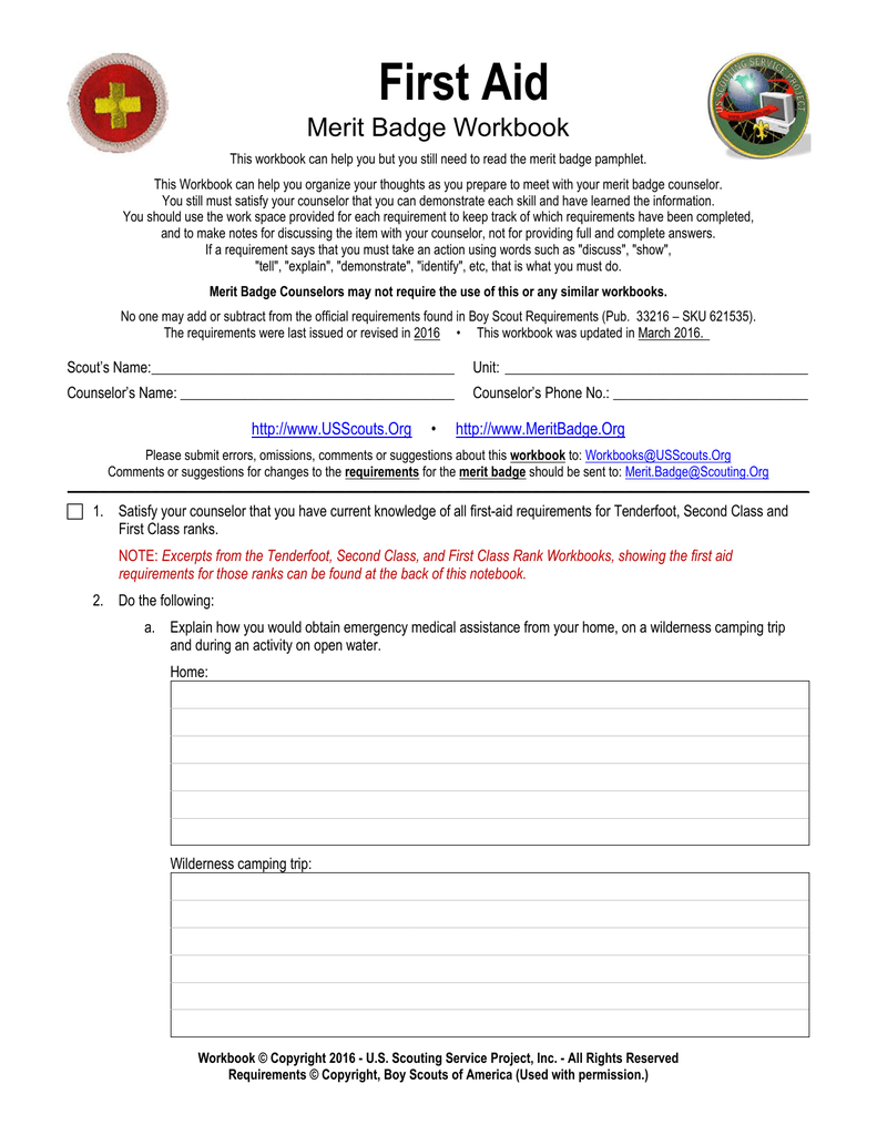 First Aid Merit Badge Workbook For Scouts First Aid Merit Badge Workbook For Scouts