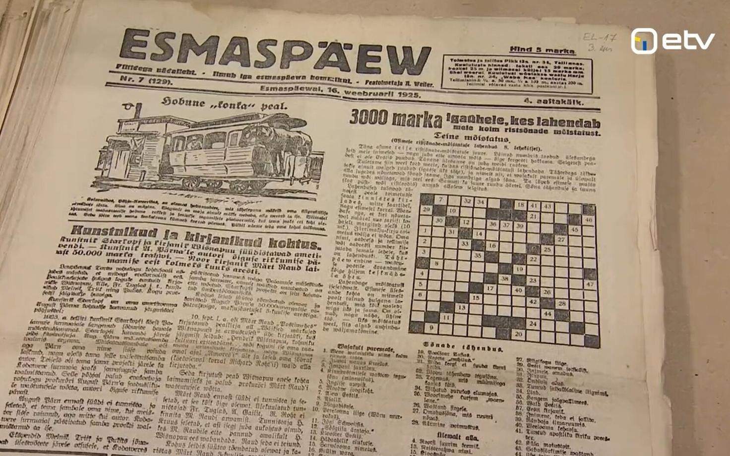 First Estonian Language Crossword Puzzle Published 99 Years Ago News ERR First Estonian Language Crossword Puzzle Published 99 Years Ago News ERR