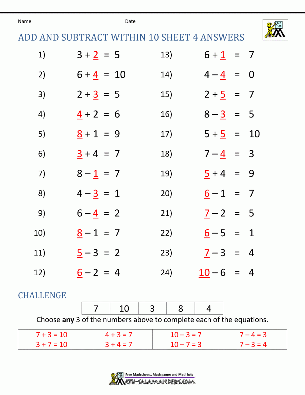 First Grade Addition And Subtraction Facts To 12 First Grade Addition And Subtraction Facts To 12