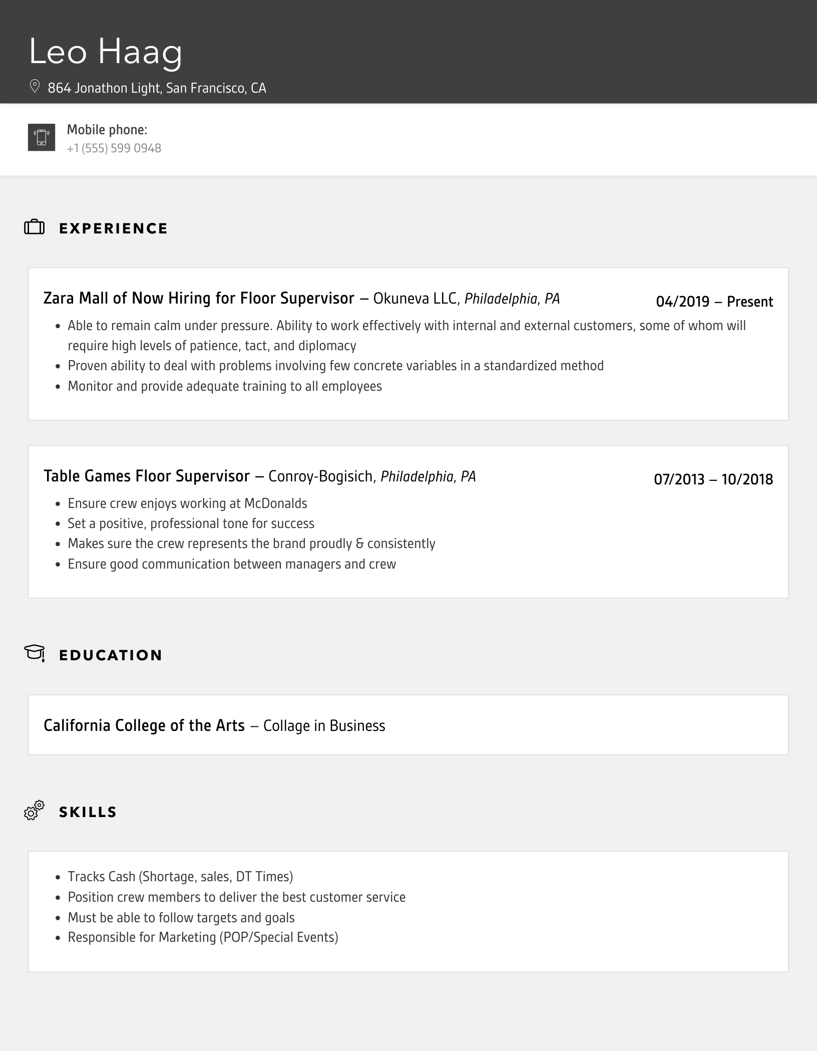 Floor Supervisor Resume Samples Velvet Jobs Floor Supervisor Resume Samples Velvet Jobs