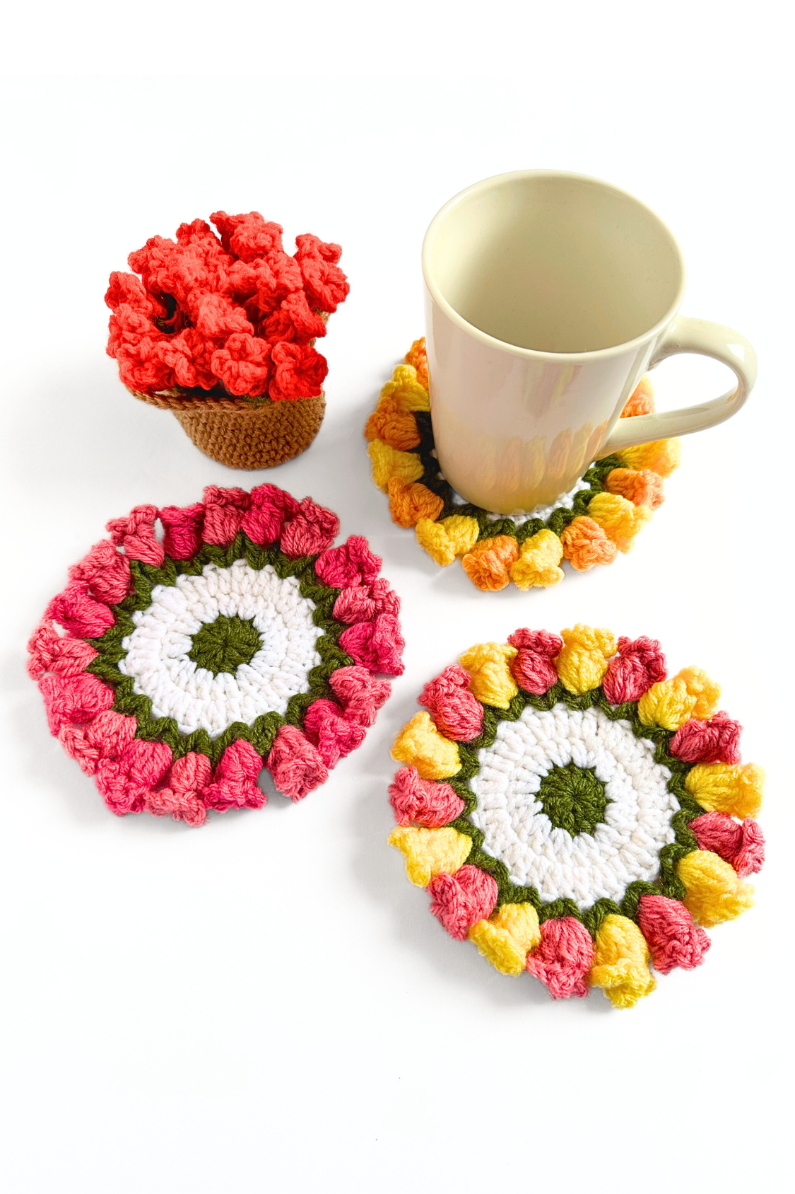 Flower Pot Coaster Set FREE Crochet Pattern Video Tutorial Hygge Crochet Co Flower Pot Coaster Set FREE Crochet Pattern Video Tutorial Hygge Crochet Co