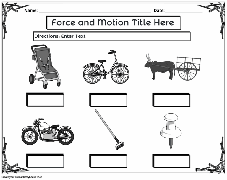 Force And Motion Worksheets Create With Storyboard That