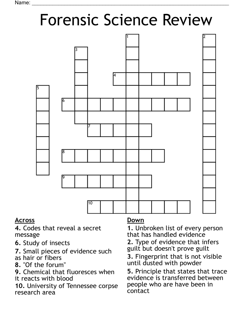 Forensic Science Review Crossword WordMint Forensic Science Review Crossword WordMint