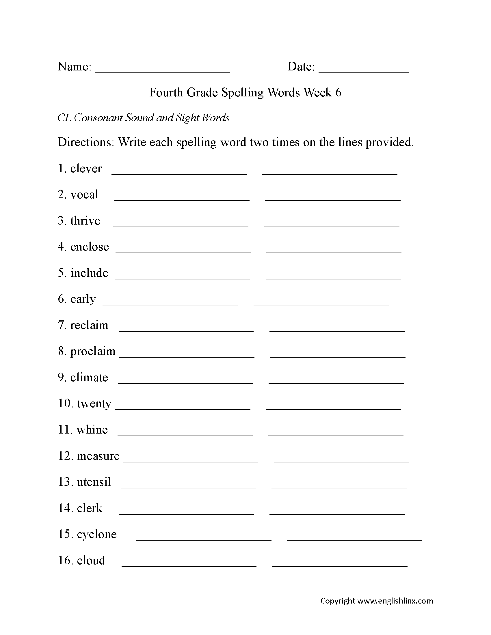 Fourth Grade Spelling Worksheets Free Printable Word Lists Practice Fourth Grade Spelling Worksheets Free Printable Word Lists Practice