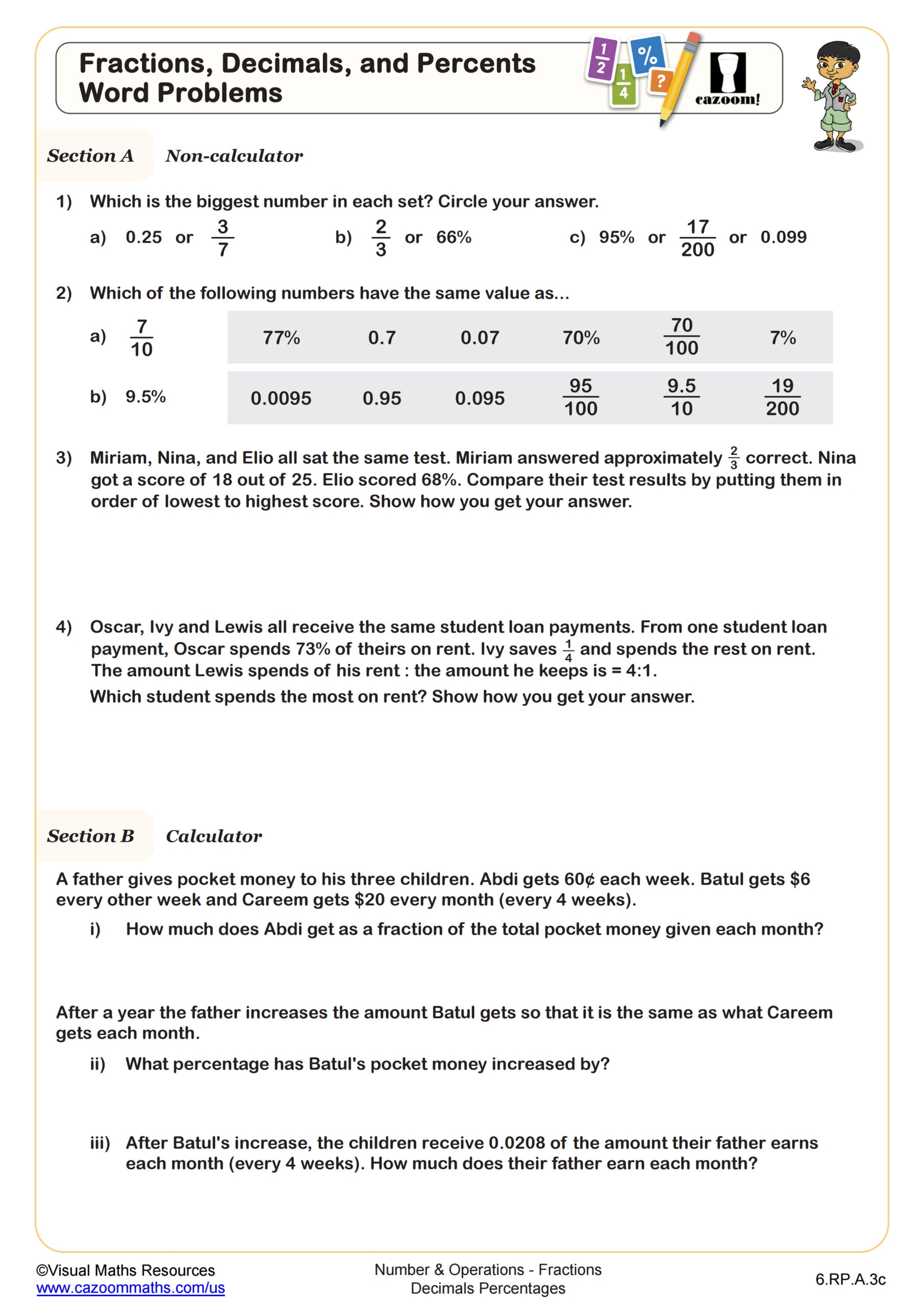 fraction decimal percent worksheet fraction decimal percent worksheet