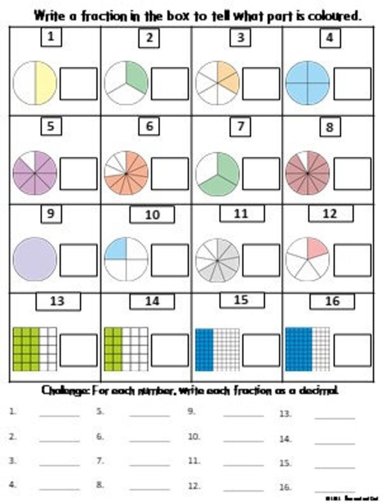 Fractions Math Worksheets Grade 4th 5th 6th Etsy