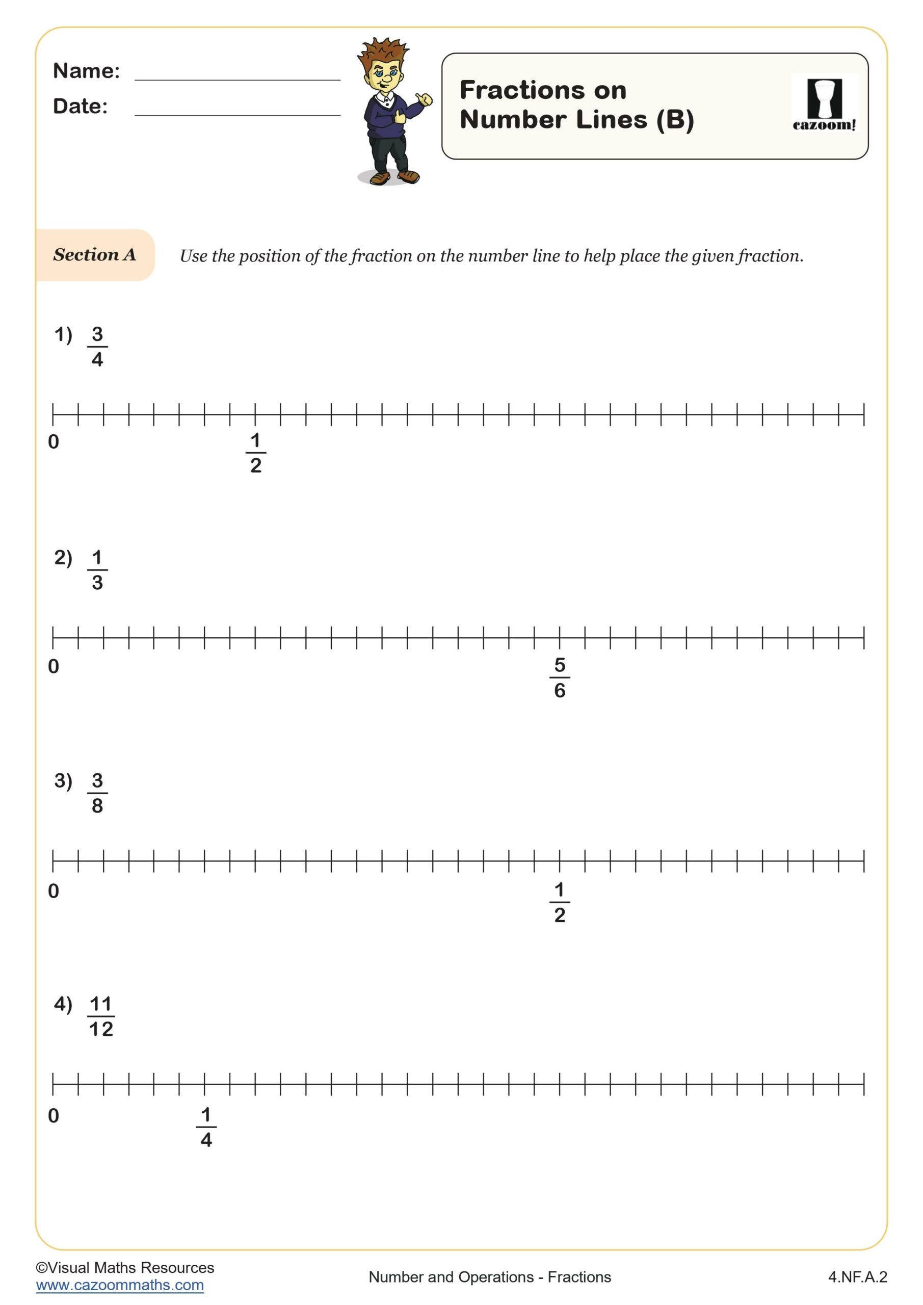 Fractions On Number Lines A Worksheet Printable PDF 3rd Grade Number Operations Worksheet Cazoom Math Fractions On Number Lines A Worksheet Printable PDF 3rd Grade Number Operations Worksheet Cazoom Math