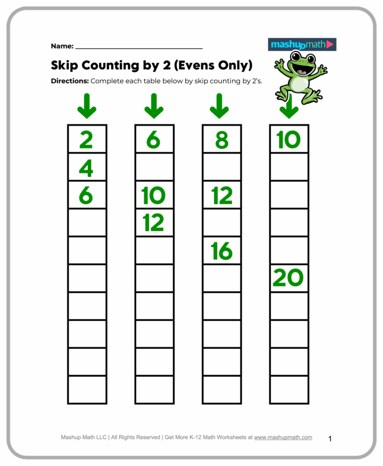 Free 2nd Grade Math Worksheets Printable W Answers Mashup Math