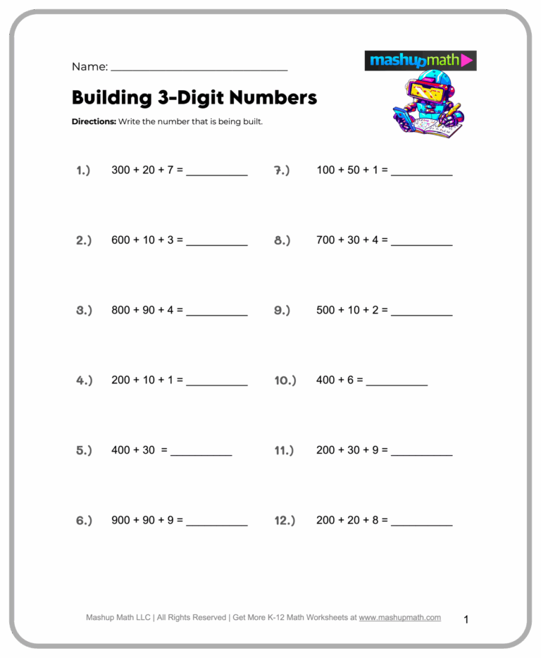 Free 4th Grade Math Worksheets Printable Mashup Math